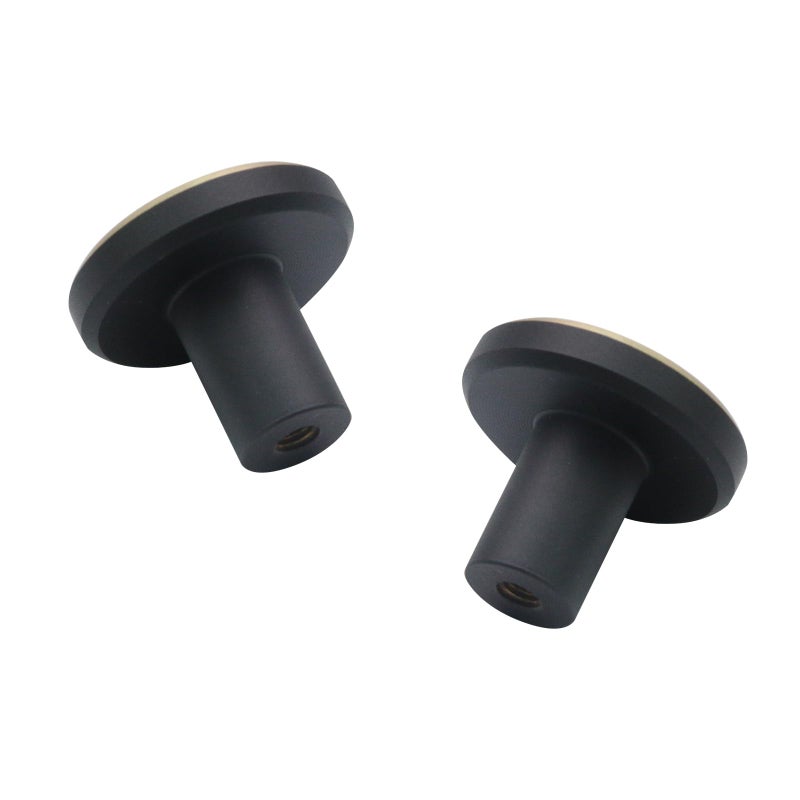 Mcredy 1 Inch Black and Gold Cabinet Knobs Pulls 2 Pcs Solid Brass Modern Round Drawer Cabinet Handles with Screw for Kitchen Office Dresser Wardrobe - Image 3